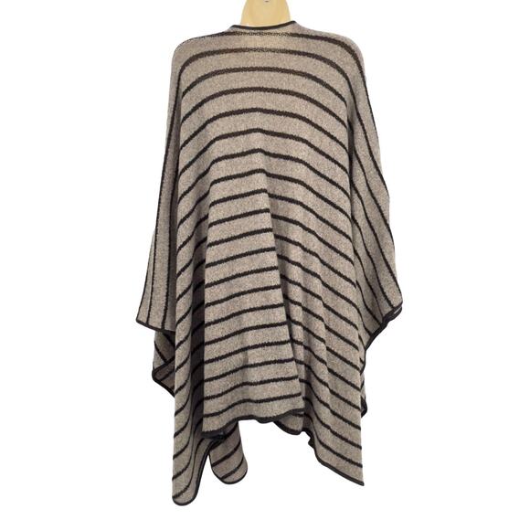 Soft Surroundings Cape Poncho Women's OS Made in USA Striped Fall Winter Weather - Picture 5 of 6